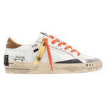 Crime London Sneakers Uomo Bianco Grigio SKATE Orange Flame