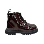 Cult Young Anfibio Bambina in Vernice Bordeaux con Cuori e Borchiette