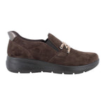Enval Soft Mocassino Donna Moro in Camoscio Moro con Inserto Oro