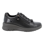 Enval Soft Sneakers Donna in Pelle Nera con Accessorio e Zeppa di 45mm