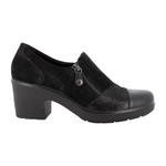 Enval Soft Stivaletto alla Caviglia Donna Nero in Camoscio e Pelle con Tacco di 70mm