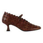 Manufacture d'essai Dècollettè Donna in Pelle Marrone e Cinturino con Tacco a Rocchetto Alto 60mm