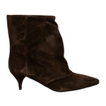 The Icona Stivaletto Donna in Camoscio Moro con Risvolto e Tacco Sottile Alto 50mm