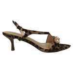 IKaros Sandalo Donna in Ecopelle Leopardato con Accessorio Gioiello e Tacco Alto 65mm