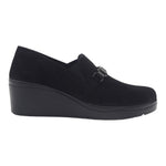 Melluso Mocassino Donna in Camoscio Nero con Zeppa Alta 60mm e Accessorio