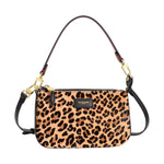 Nannini Firenze Borsa a Mano Donna Joanna Leopardato Nero Rosso con Tracolla