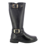 Asso Stivale Bambina in Ecopelle Nera con Fibbie Oro