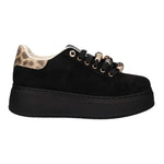 Ninì Sneakers Donna Platform in Camoscio Sintetico Nero con Charms