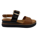 Susimoda Sandalo Donna in Pelle Cuoio Nero con Zeppa Alta 45mm