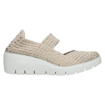 Enval Soft Ballerina Donna Intrecciato in Tessuto Beige con Zeppa Alta 55mm