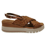 Laura Bizzarri Sandalo Donna in Pelle Intrecciata Cuoio con Zeppa Alta 60mm