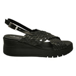 Laura Bizzarri Sandalo Donna in Pelle Intrecciata Nera con Zeppa Alta 60mm