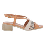 Melluso Sandalo Donna Cuoio con Inserto Leopardato e Tacco Largo Alto 45mm