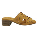 Melluso Scalzato Donna in Pelle Gialla con Borchie e Tacco Largo Alto 45mm