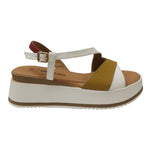 Melluso Sandalo Donna in Pelle Bianco Mostarda con Zeppa Alta 60mm