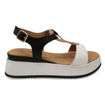 Melluso Sandalo Donna in Pelle Bianco Nero con Zeppa Alta 60mm