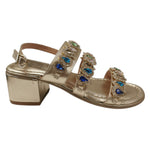 Bottega Smeralda Sandalo Gioiello Donna in Pelle Oro con Tacco Largo Alto 55mm