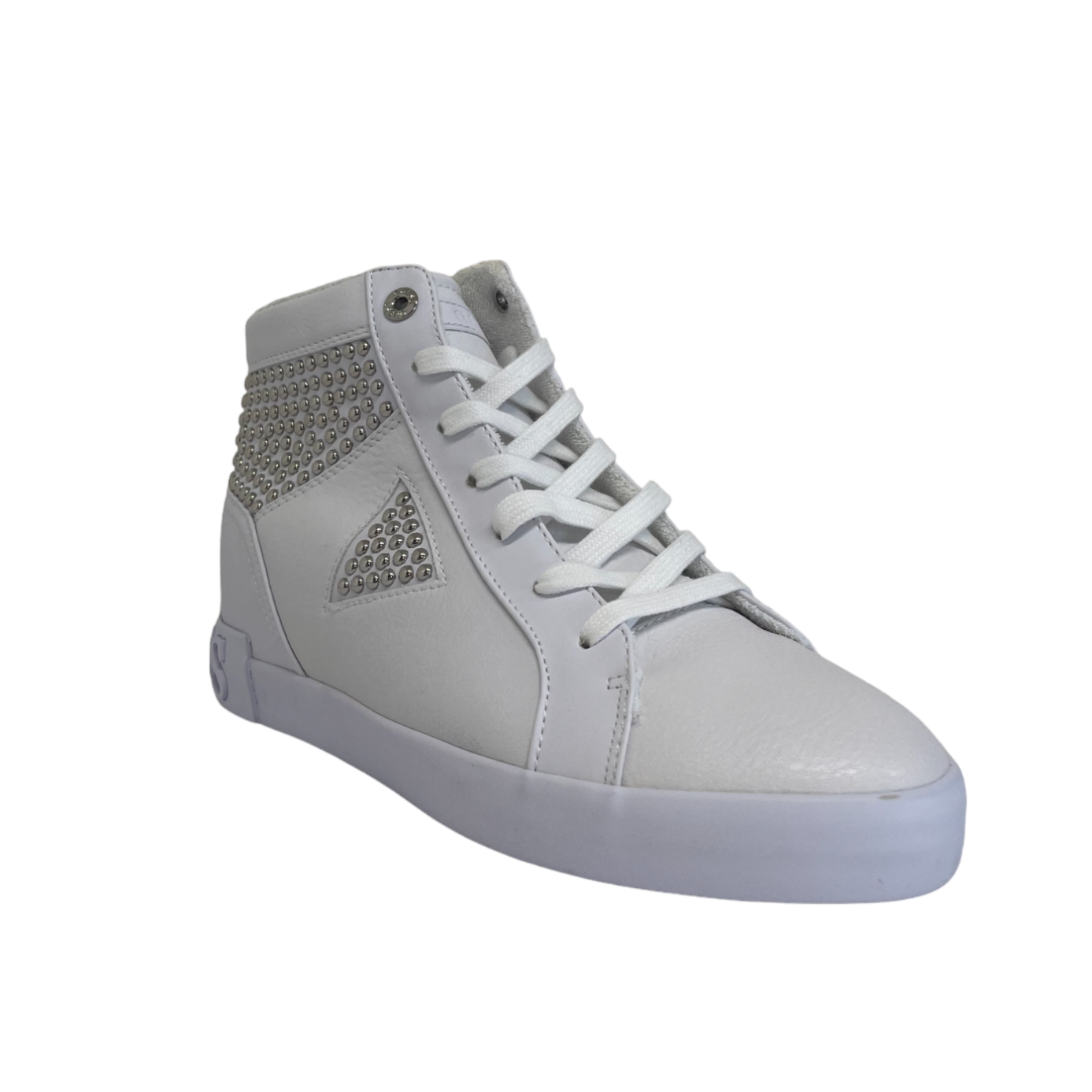 Guess Sneakers Alta Bianca con Mini Borchie
