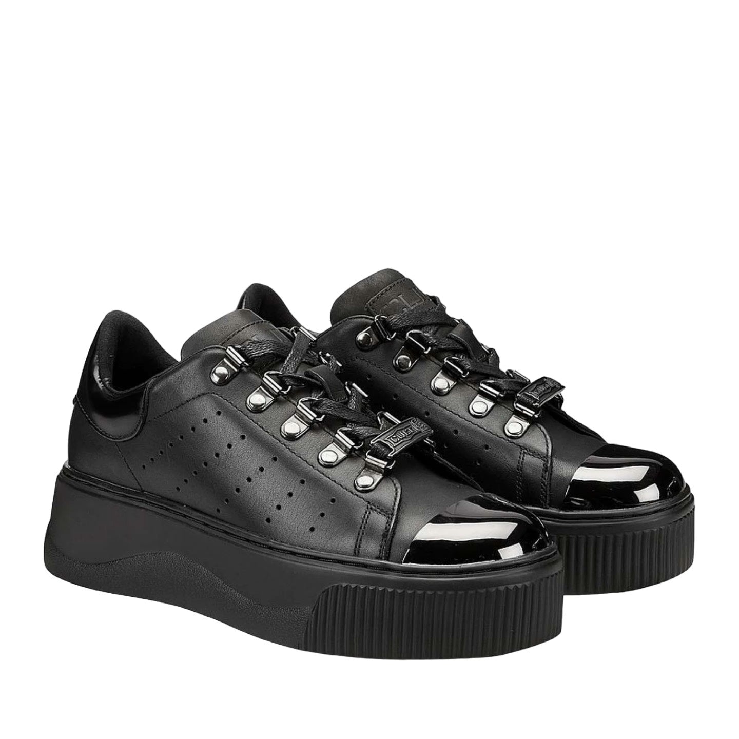 Cult Sneakers Platform Nera in Pelle