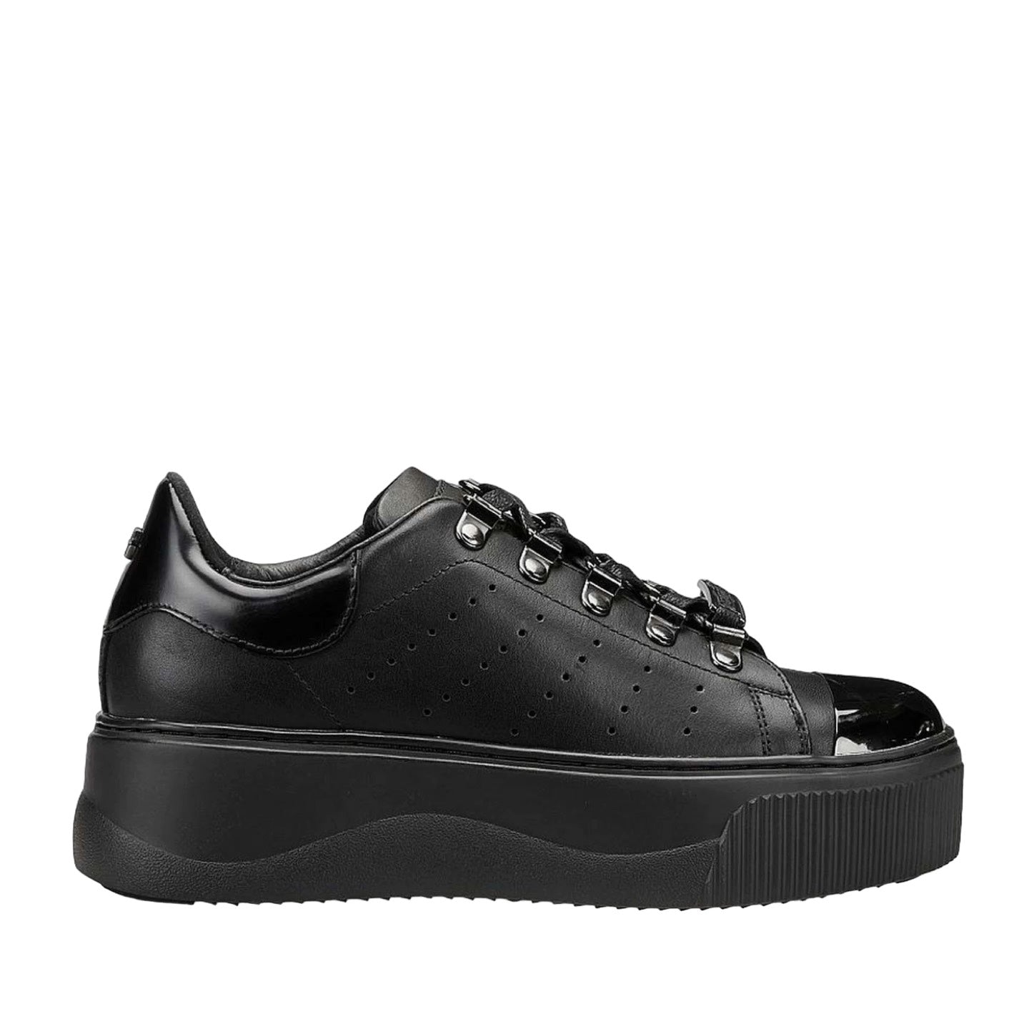 Cult Sneakers Platform Nera in Pelle