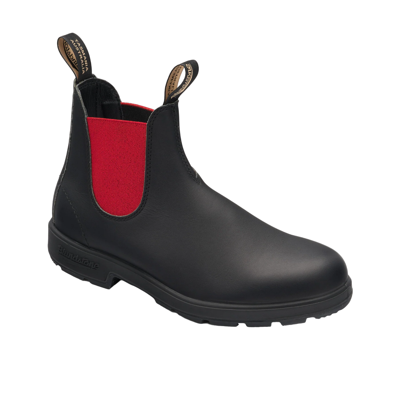 Blundstone Beatles Uomo in Pelle Nera con Elastici Laterali Rossi