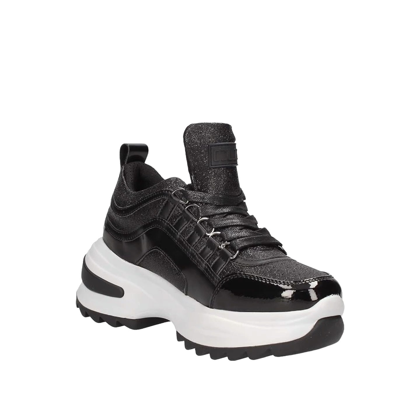 Cult Sneakers Nera in Pelle con Para Alta 7cm