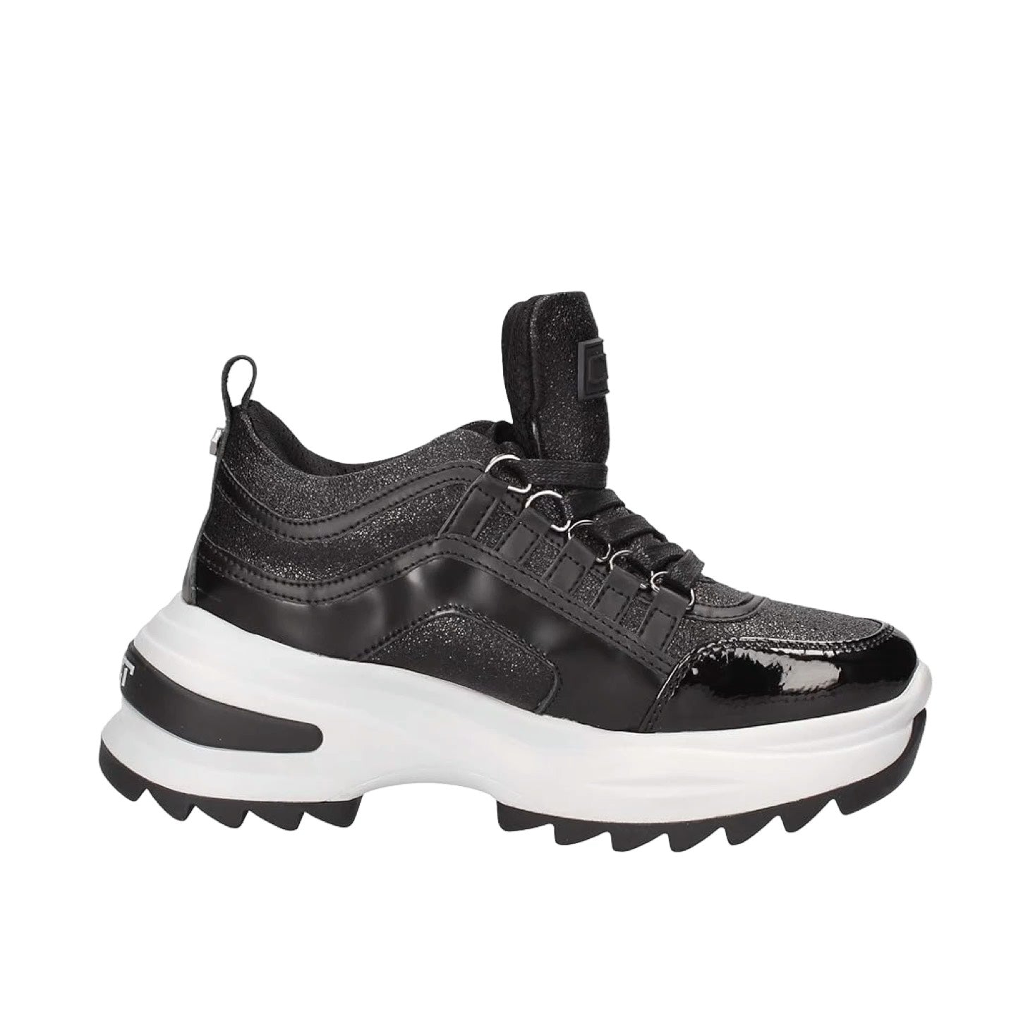 Cult Sneakers Nera in Pelle con Para Alta 7cm