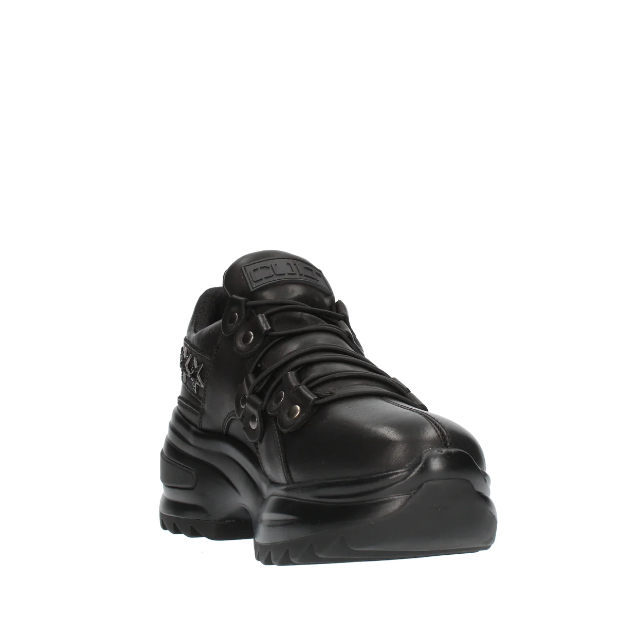 Cult Sneakers Nera in Pelle con Lacci Elasticizzati