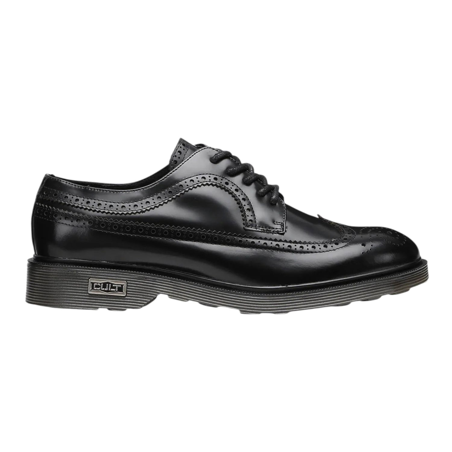Cult Stringata Uomo in Pelle Nera Stile Inglese