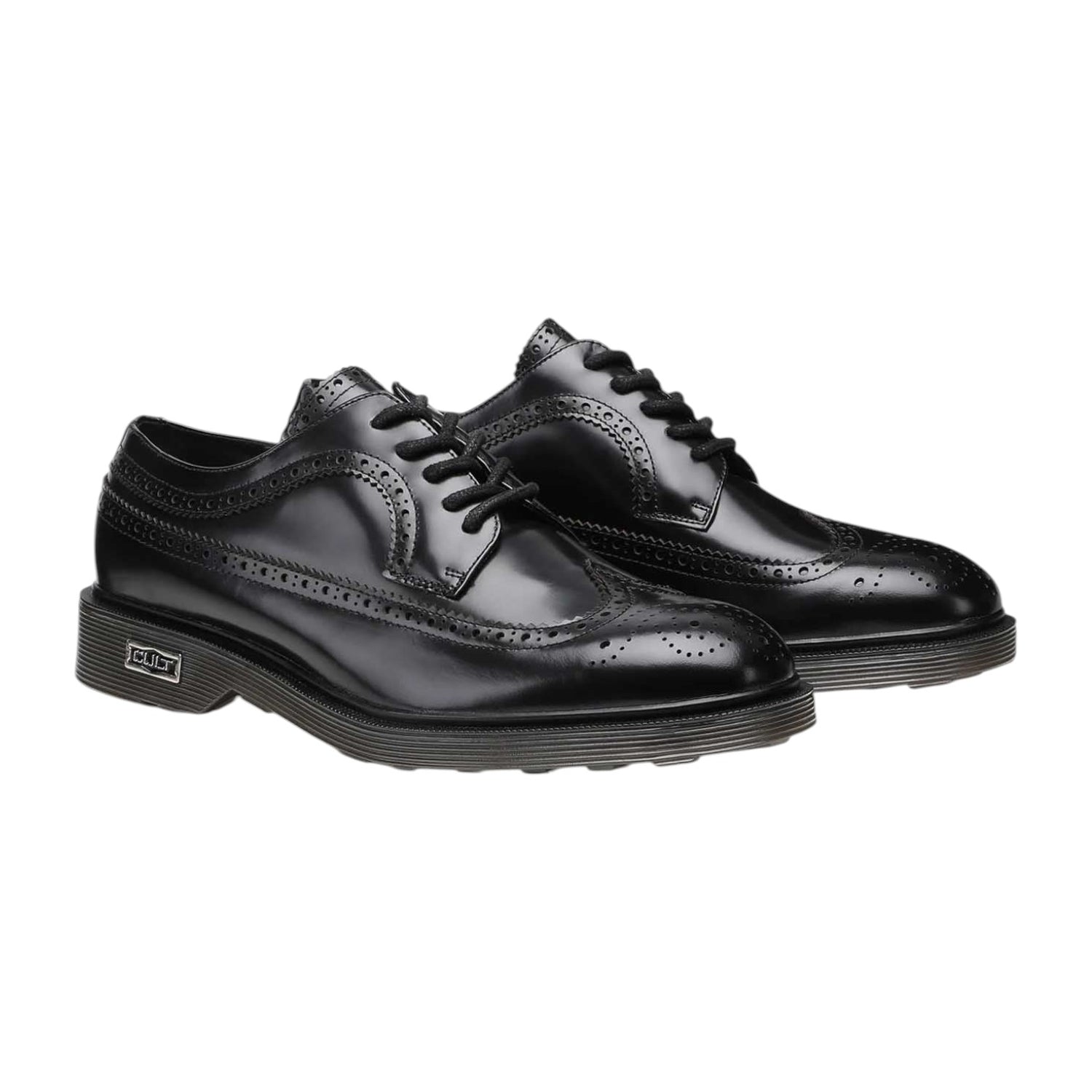 Cult Stringata Uomo in Pelle Nera Stile Inglese