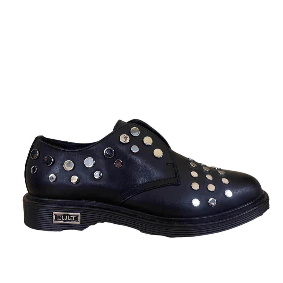 Cult Scarpa Nera da Donna in Pelle con Borchie