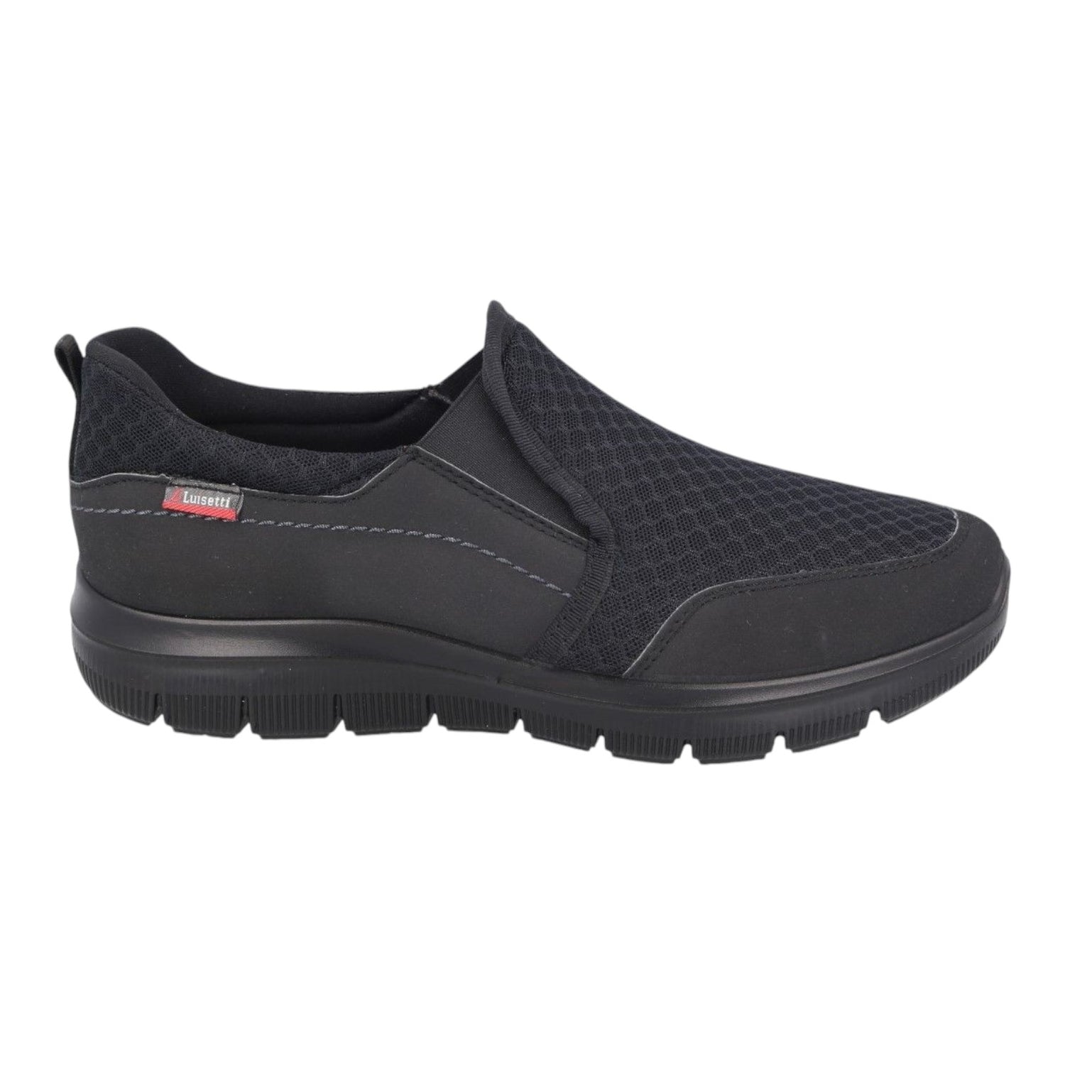 Luisetti Slip On Uomo in Tessuto Nero con Elastico Laterale
