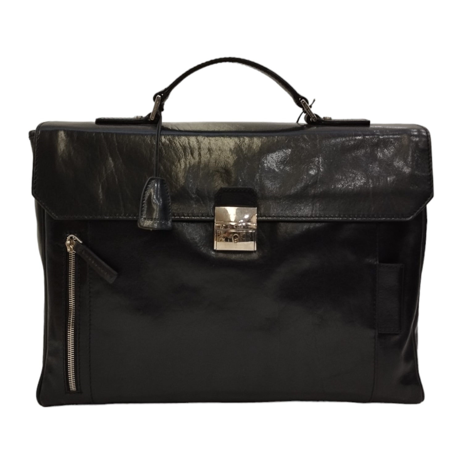 The Bridge Borsa da Lavoro Nera con Zip Frontale da Uomo