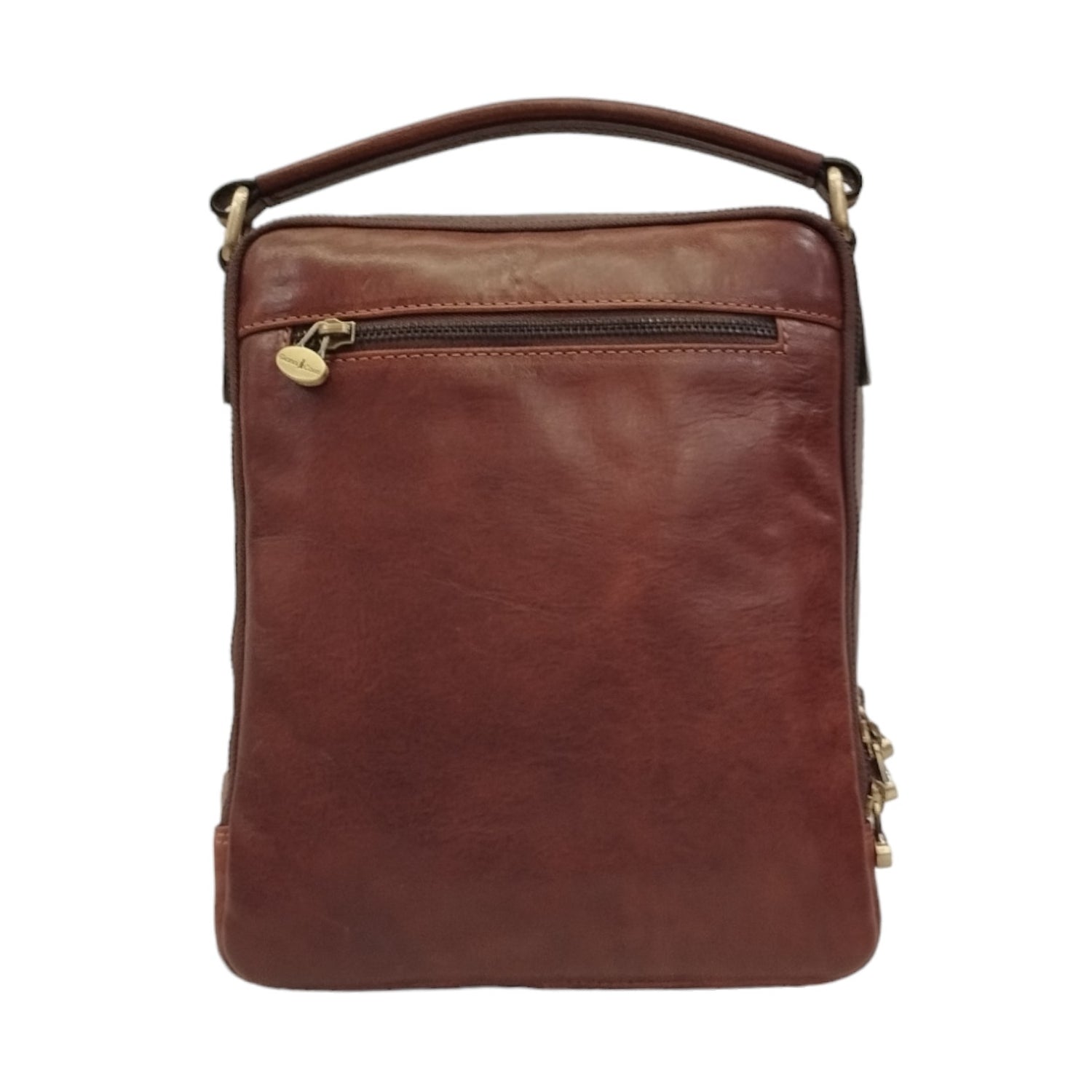 Gianni Conti Borsello Dante Uomo in Pelle Cuoio con Tasca Frontale