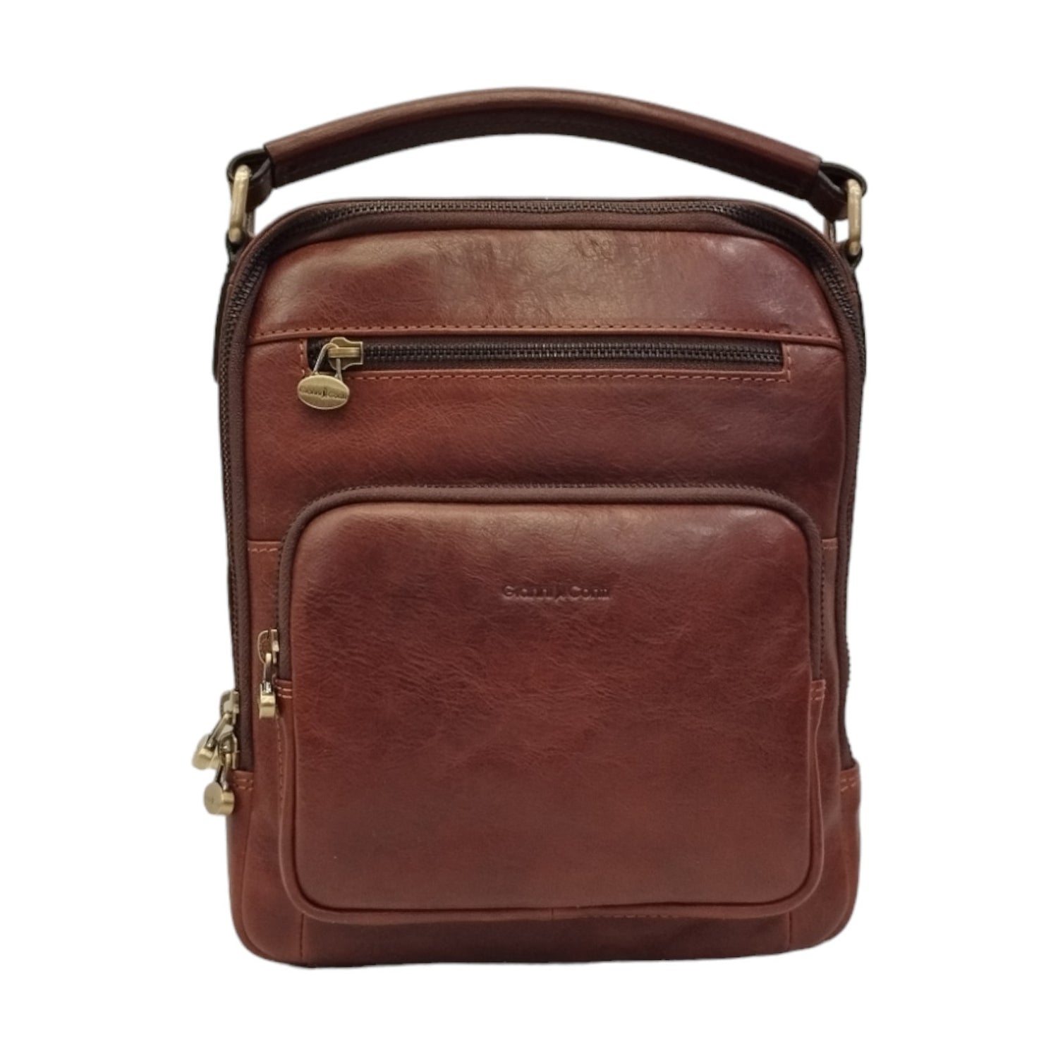 Gianni Conti Borsello Dante Uomo in Pelle Cuoio con Tasca Frontale