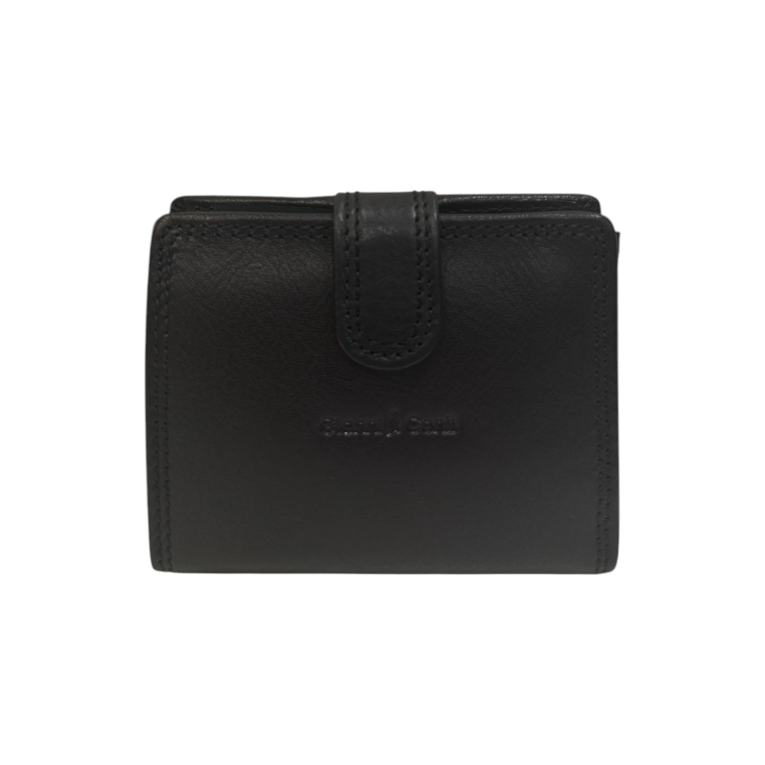 Gianni Conti Portafoglio Piccolo Donna in Pelle Nero con Bottoncino