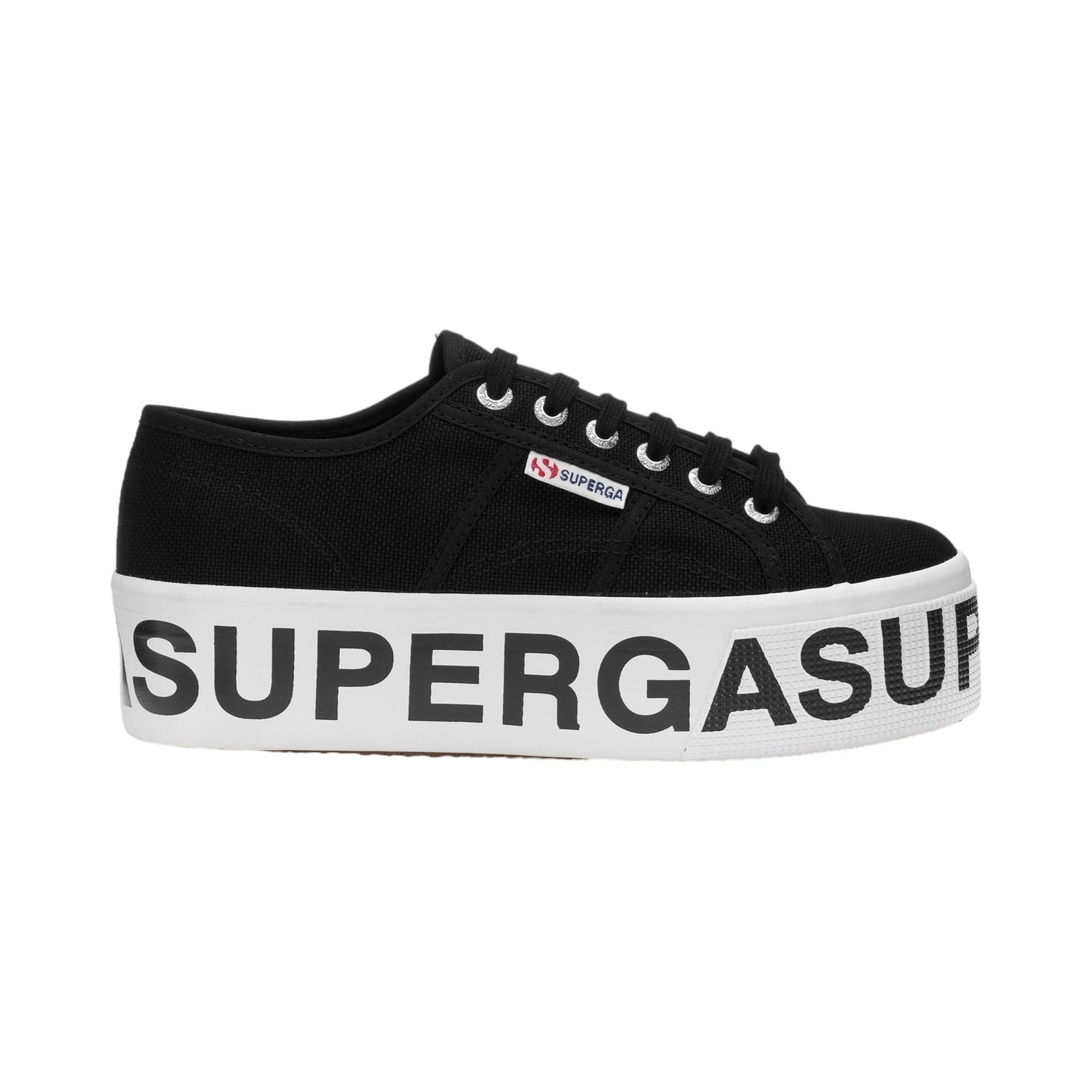 Superga Sneakers Nero Platform Letternig