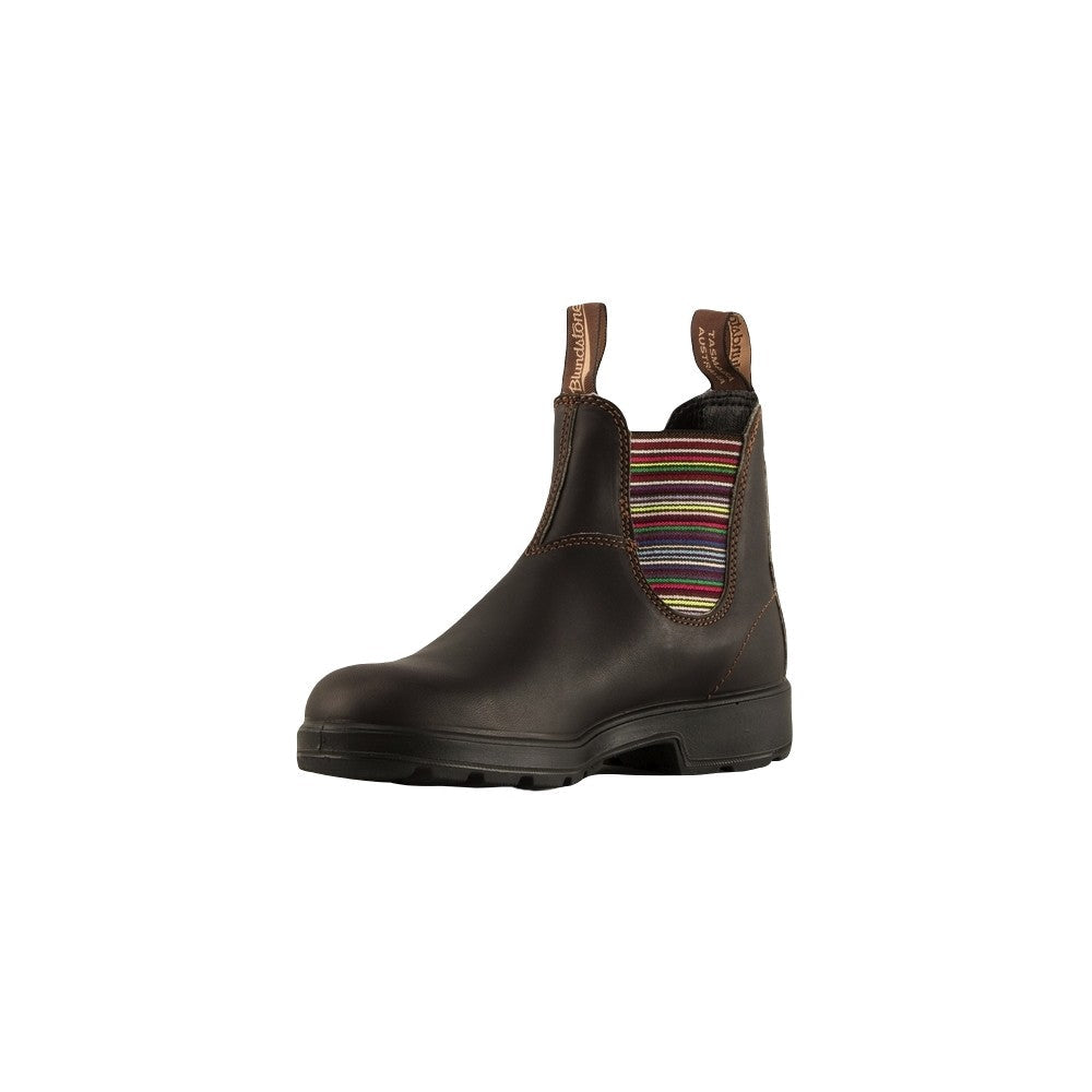 Blundstone Beatles Uomo in Pelle Marrone con Elastici Laterali a Righe Colorati