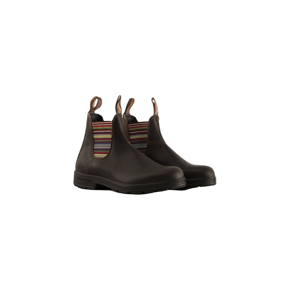 Blundstone Beatles Uomo in Pelle Marrone con Elastici Laterali a Righe Colorati