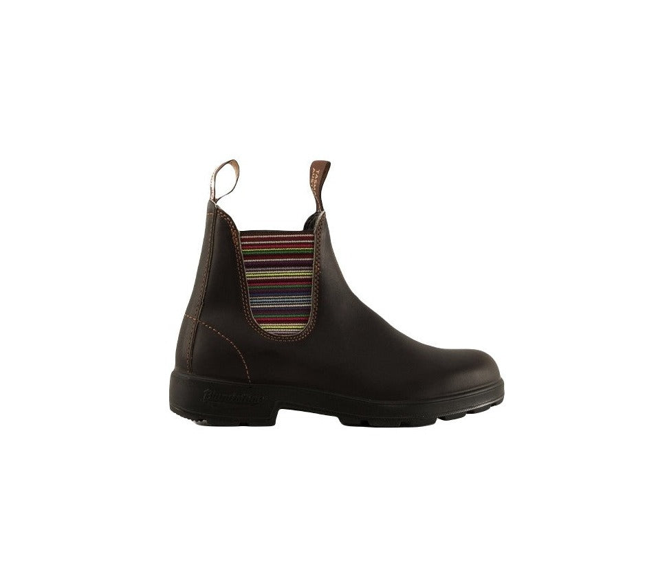 Blundstone Beatles Uomo in Pelle Marrone con Elastici Laterali a Righe Colorati