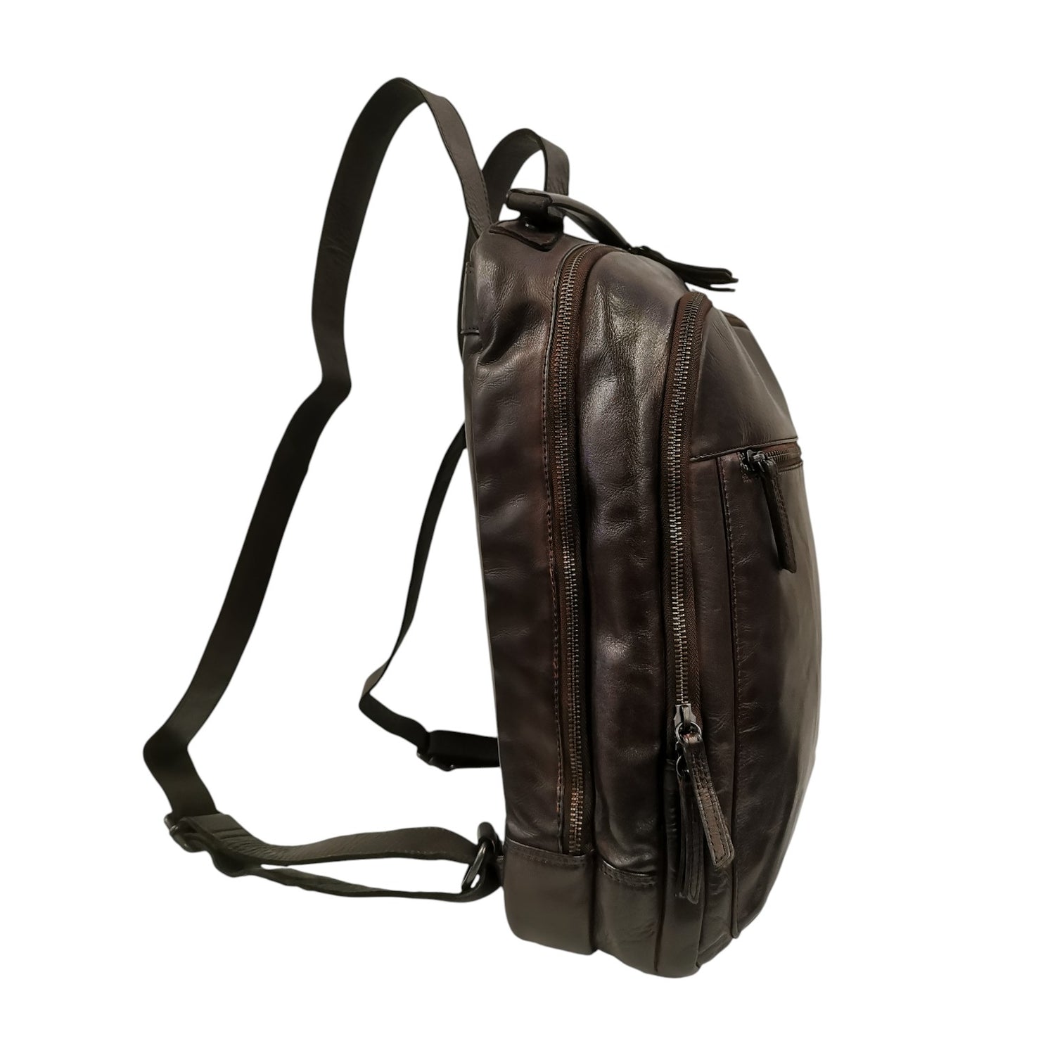 Gianni Conti Zaino Tyler Uomo in Pelle Marrone con Doppio Scomparto