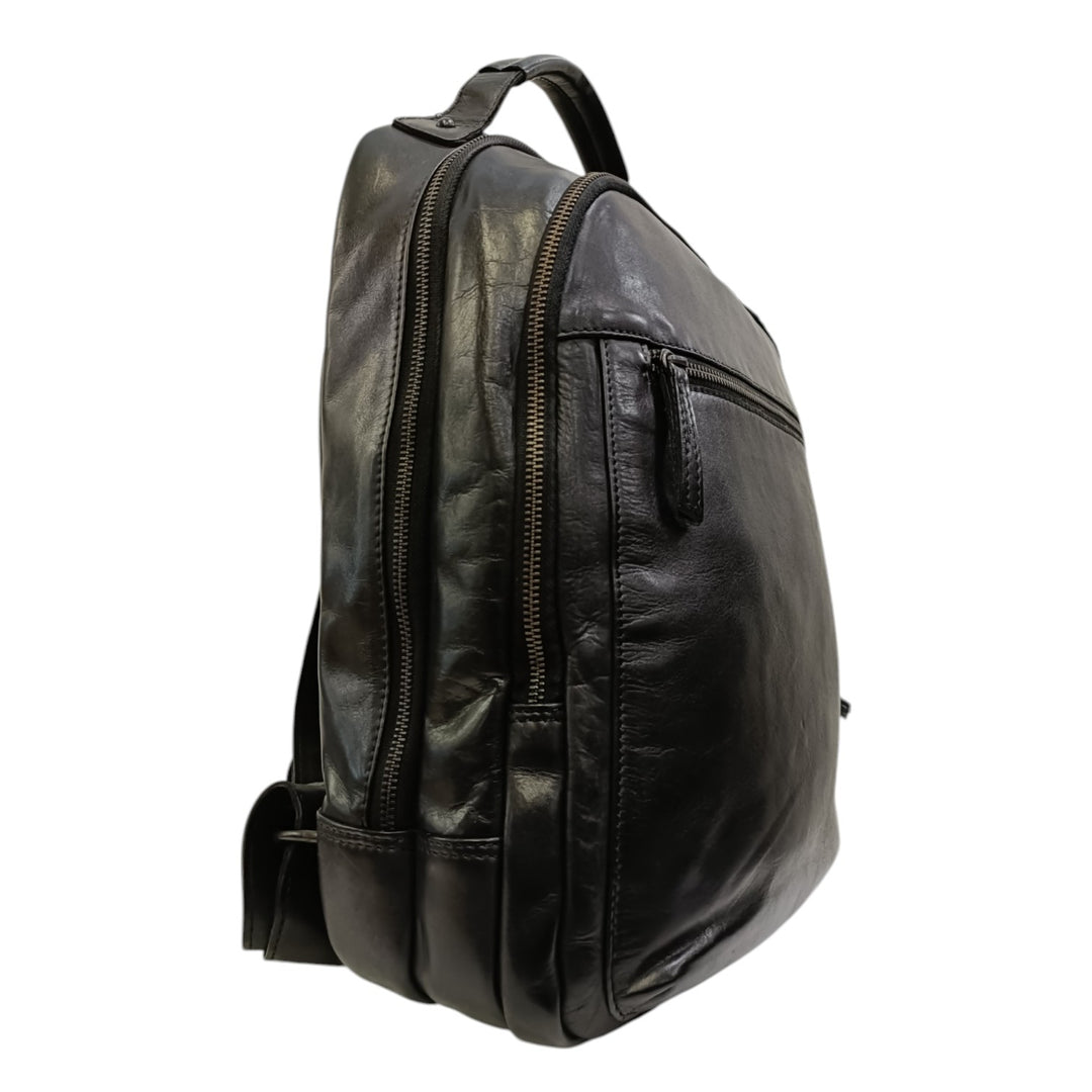 Gianni Conti Zaino Tyler Uomo in Pelle Nero con Doppio Scomparto