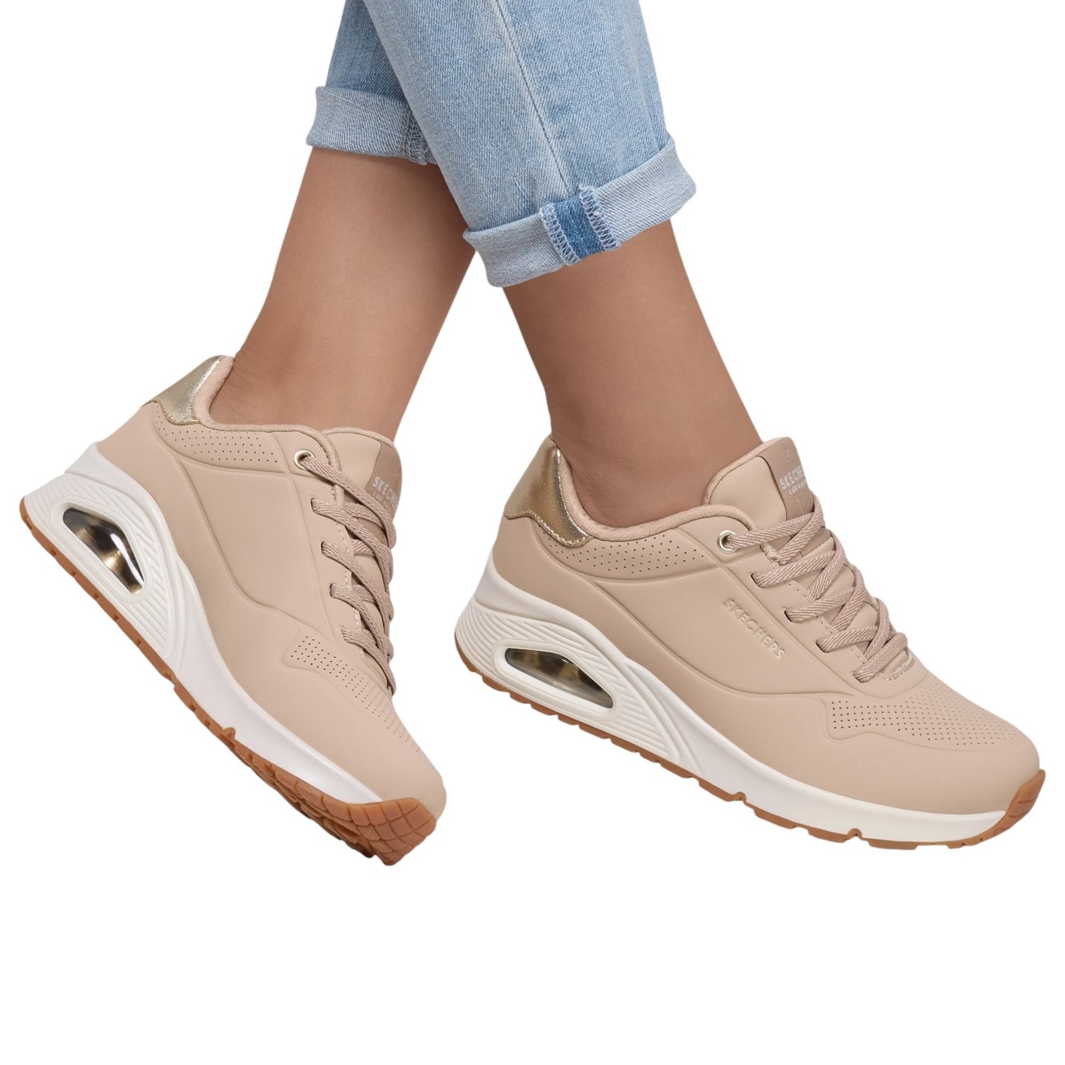 Skechers Slip On Donna in Ecopelle Nudo Uno-Shimmer Away