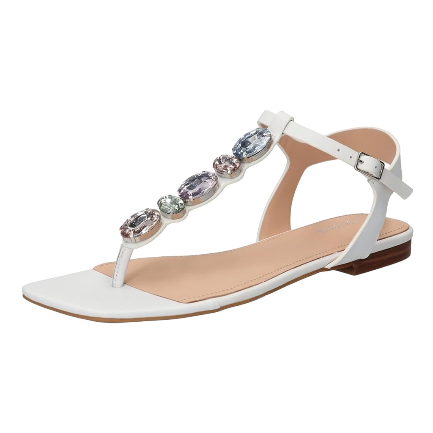 Guess Infradito bianco basso con applicazione gioiello