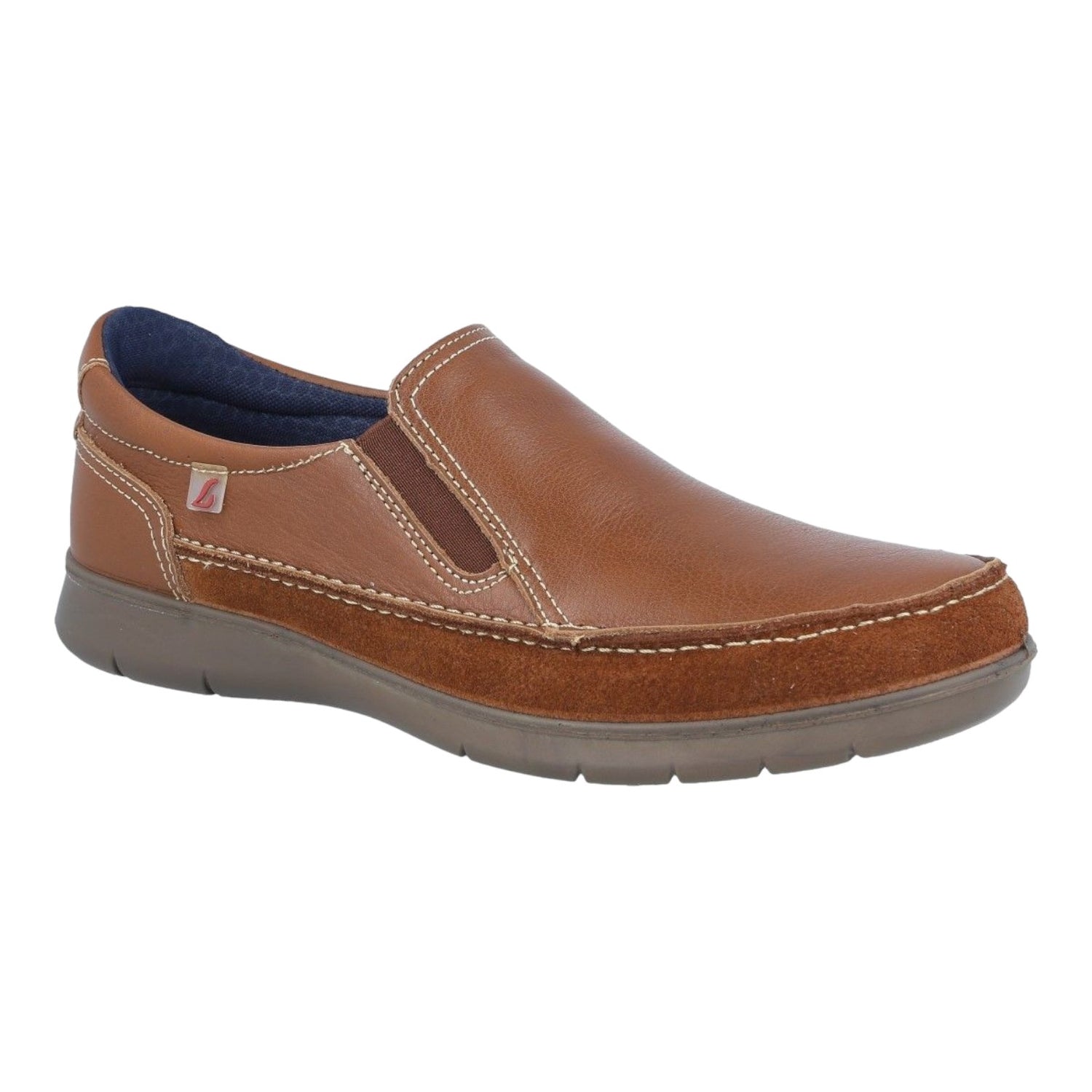 Luisetti Mocassino Uomo in Pelle Cognac con Bordi Cuciti Beige