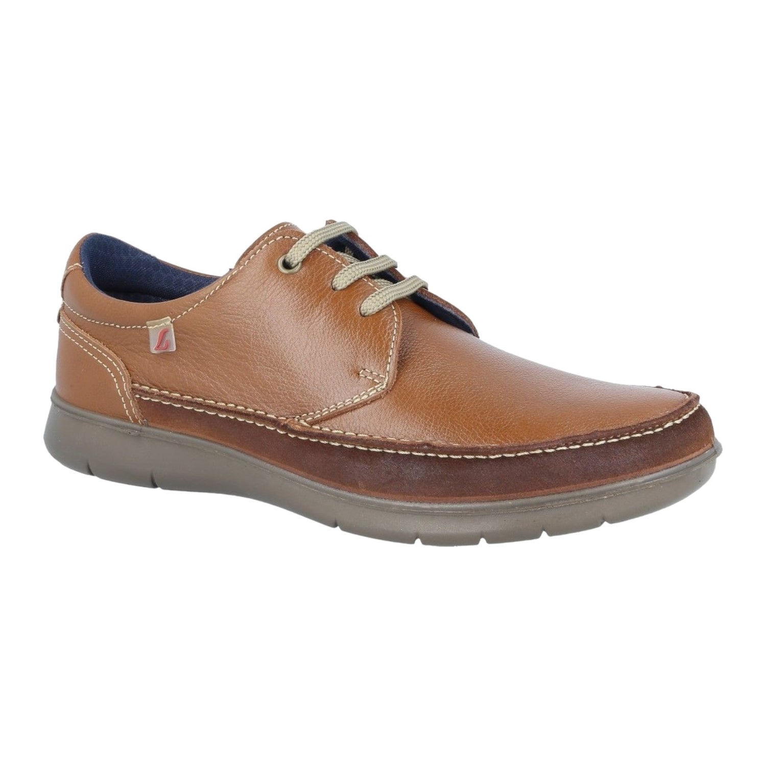 Luisetti Allacciato Uomo in Pelle Cognac con Bordi Cuciti Beige