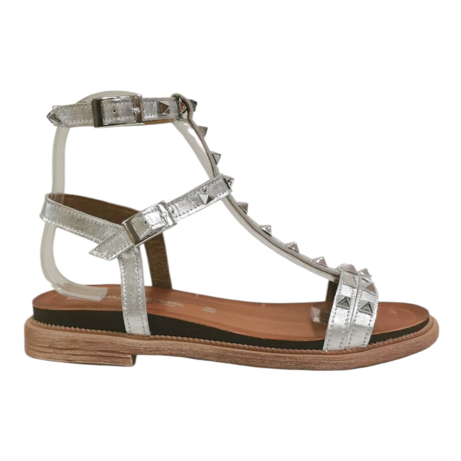 Laura Bizzarri Sandalo Argento con Borchie e Cinturini da Donna