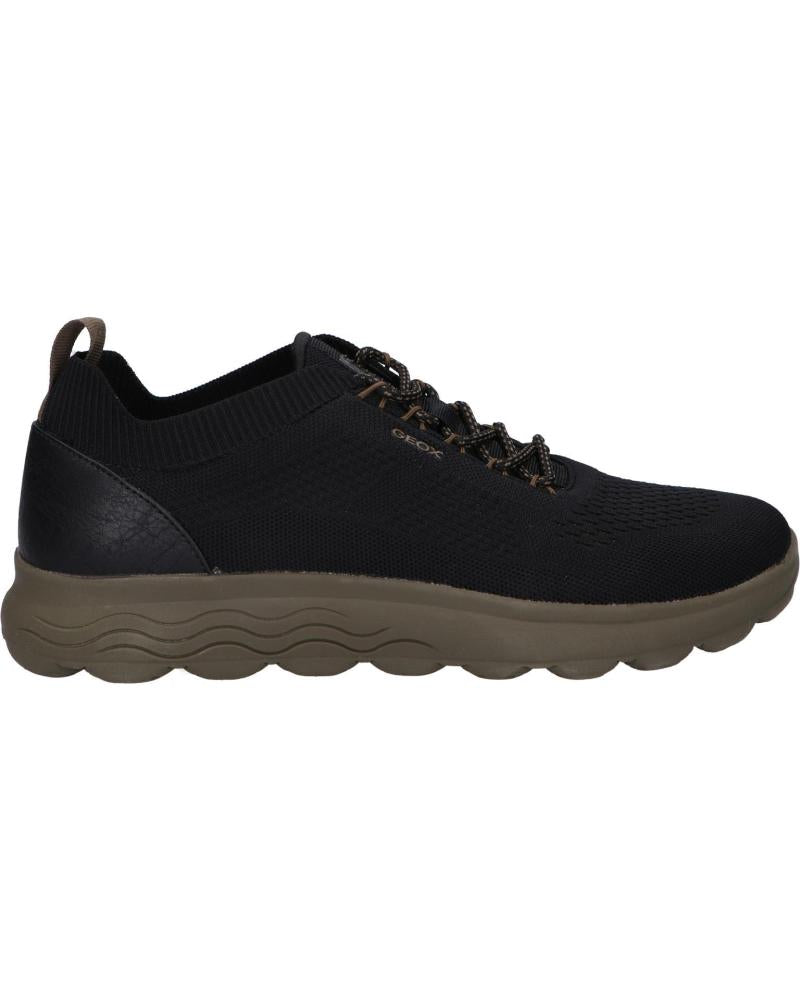 Geox Sneakers spherica in tessuto effetto maglia nero oliva