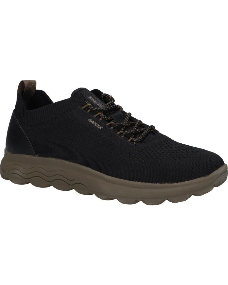 Geox Sneakers spherica in tessuto effetto maglia nero oliva