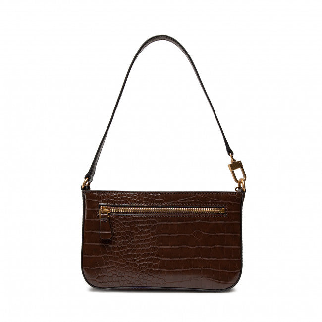 Guess mini borsa a spalla marrone con stampa cocco Katey Croc Mini Bags